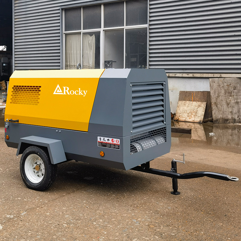 8 bar 185 cfm Portable Diesel Driven Screw Air Compressor 
