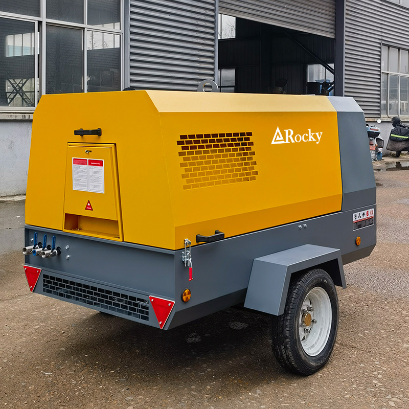 8 bar 185 cfm Portable Diesel Driven Screw Air Compressor 
