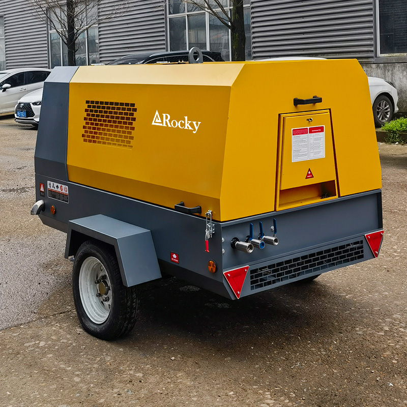 8 bar 185 cfm Portable Diesel Driven Screw Air Compressor 