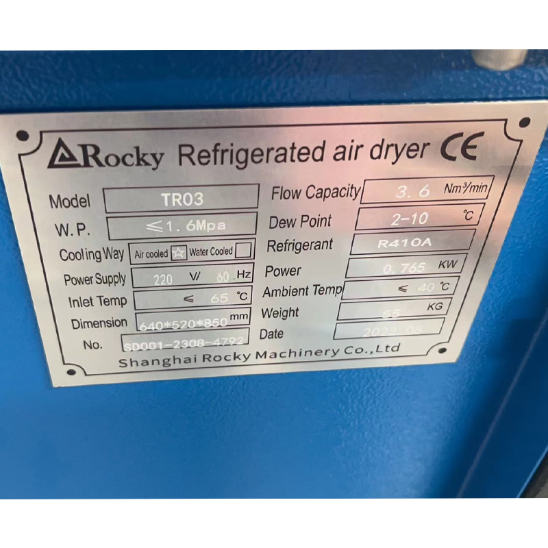 Industrial Marine Refrigerated Compressed Air Dryer 3.6m³/min, 220V 60Hz 1PH for Shipboard Use