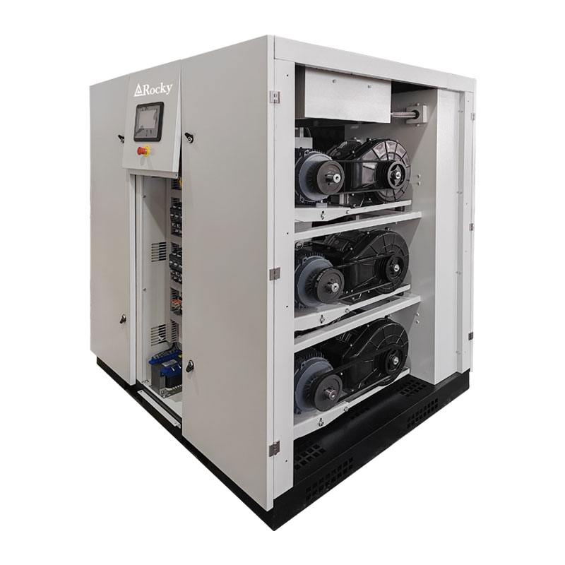 Why does the gas discharged from the screw air compressor contain oil?